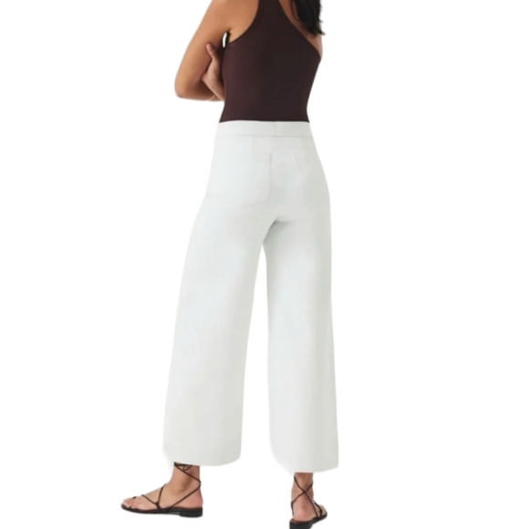 SPANX Women's On-the-Go Leg Wide White Pants With Ultimate Opacity Technology L - Picture 2 of 16